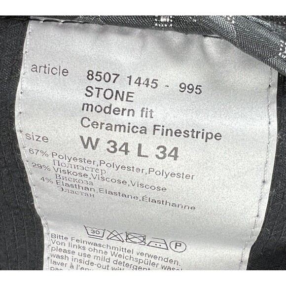 Alberto Ceramica Pants Mens Stone Modern Fit Black Pinstripe Stretch Sz 34x27.5 - Picture 9 of 9